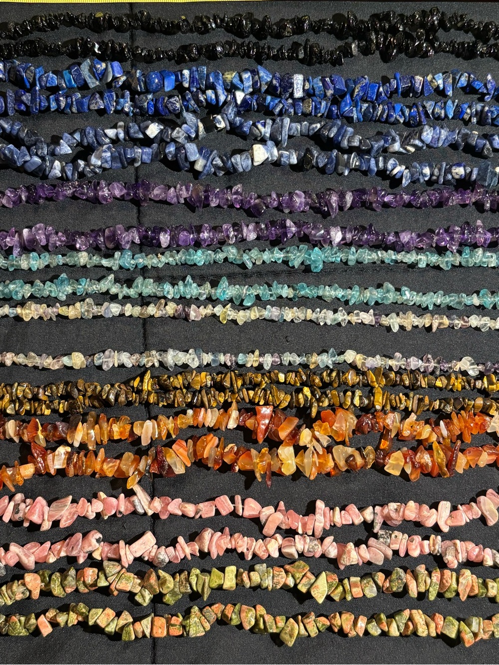 Multi-Color Natural Gemstone Chip Necklace Strands lot of 22